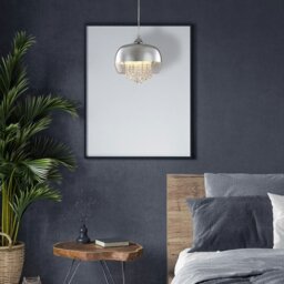 Rackhams Luna Pendant 21CM 1XE14 Designer Light Crafted From A Chrome Fitting And Glass Shades With Suspended Crystals - thumbnail 4