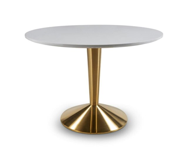 Rackhams Iona Large Round Dining Tables - Brushed Brass - Brushed Brass - White Gloss Lacquer - image 1