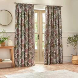 Rackhams Ophelia Jacquard Floral Pencil Pleat Curtains - Rednut - 117cm x 137cm - Rednut - 100% Polyester - thumbnail 1