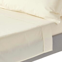 Rackhams Crisp & Cool 200 TC Egyptian Cotton Percale Flat Sheet - Cream - Single - thumbnail 1