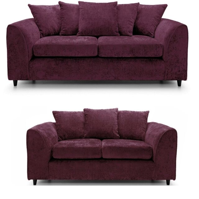 Rackhams Dylan Chenille 3+2 Seater Fabric Sofa in Aubergine - 3 Seater & 2 Seater Set - image 1