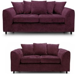 Rackhams Dylan Chenille 3+2 Seater Fabric Sofa in Aubergine - 3 Seater & 2 Seater Set - thumbnail 1