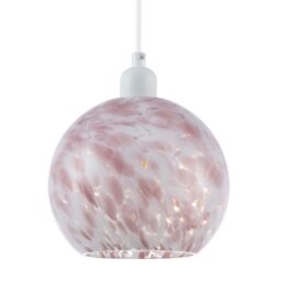 Rackhams Modern Pink and White Snowflake 20cm Glass Pendant Ceiling Lamp Shade