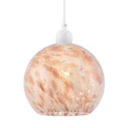 Rackhams Modern Pink and White Snowflake 20cm Glass Pendant Ceiling Lamp Shade - thumbnail 2