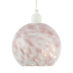 Rackhams Modern Pink and White Snowflake 20cm Glass Pendant Ceiling Lamp Shade - thumbnail 5