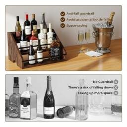 Rackhams Counter Top Wine Rack Storage Liquor Bottle Display Shelf Wooden Holders - thumbnail 4