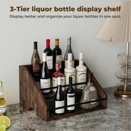 Rackhams Counter Top Wine Rack Storage Liquor Bottle Display Shelf Wooden Holders - thumbnail 6