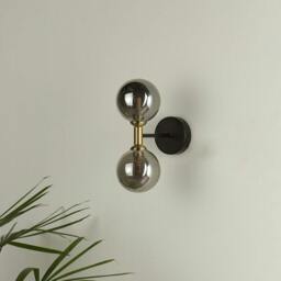 Rackhams Loxley 2 Light Black & Gold Wall Light - thumbnail 2
