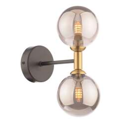 Rackhams Loxley 2 Light Black & Gold Wall Light - thumbnail 3