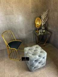 Rackhams Dark Grey Square Cube Deep Buttoned Fabric Coffee Table – ISTOOLS - thumbnail 4