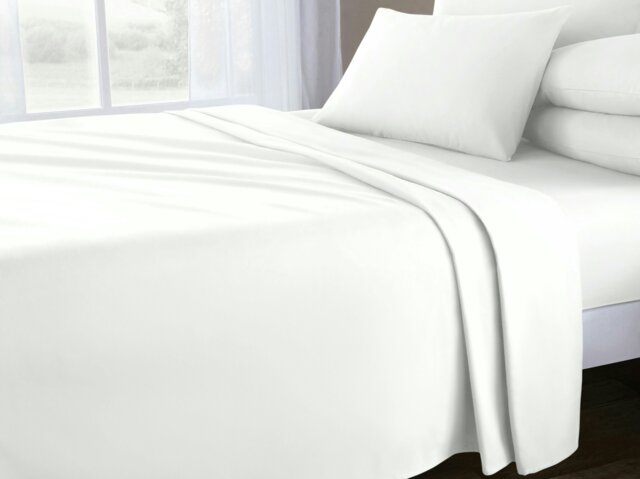 Rackhams 200 Thread Count Percale Cotton Flat Sheet - White - Double - image 1