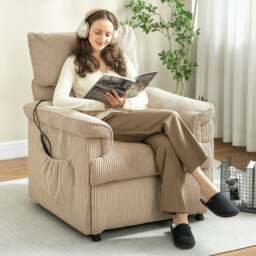 Rackhams Massage Recliner with Quiet Motor, Power Reclining Chair, Brown - Grey - Steel - Grey - thumbnail 4