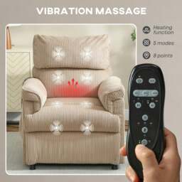 Rackhams Massage Recliner with Quiet Motor, Power Reclining Chair, Brown - Grey - Steel - Grey - thumbnail 5