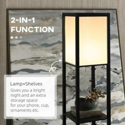 Rackhams Modern Shelf Floor Lamp with Dual Ambient Light, Standing Lamp Living Room, Bedroom, 156cm, Black - thumbnail 5