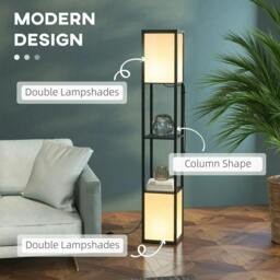 Rackhams Modern Shelf Floor Lamp with Dual Ambient Light, Standing Lamp Living Room, Bedroom, 156cm, Black - thumbnail 4
