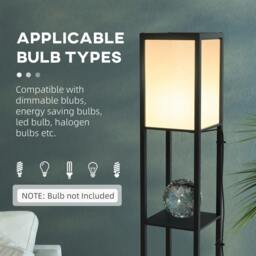 Rackhams Modern Shelf Floor Lamp with Dual Ambient Light, Standing Lamp Living Room, Bedroom, 156cm, Black - thumbnail 6