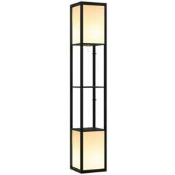 Rackhams Modern Shelf Floor Lamp with Dual Ambient Light, Standing Lamp Living Room, Bedroom, 156cm, Black - thumbnail 1
