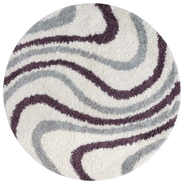 Rackhams Moodi Shaggy Grey/Purple Smokeberry Rug - Ø 120 cm - image 1