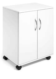 Rackhams 2 Door Office Filing Storage Trolley on Wheels - 75cm White - thumbnail 1