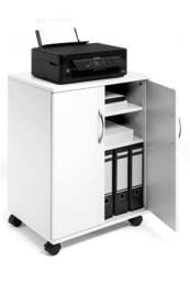 Rackhams 2 Door Office Filing Storage Trolley on Wheels - 75cm White - thumbnail 4