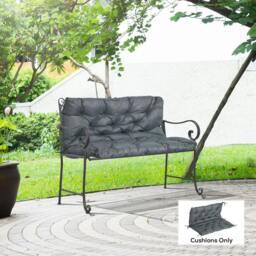 Rackhams 2 Seater Bench Cushion, Garden Chair Cushion with Back and Ties for Indoor and Outdoor Use, 98 x 100 cm, Dark Grey - thumbnail 2