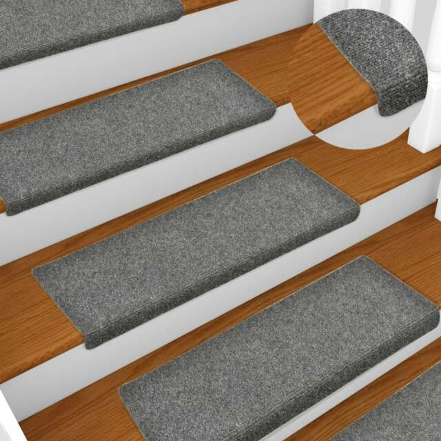 Rackhams Stair Mats 15 pcs Needle Punch 65x21x4 cm Light Grey