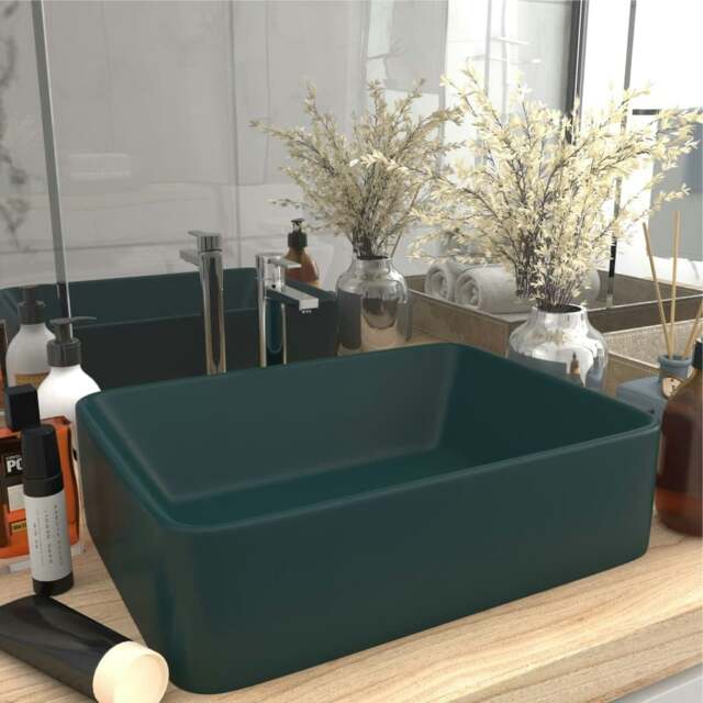 Rackhams Luxury Wash Basin Matt Dark Green 41x30x12 cm Ceramic