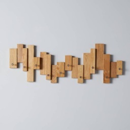 Rackhams Solid Oak Blocks Coat Rack - Acrylic Pegs - Single Oak Blocks Coat Rack - thumbnail 5