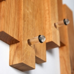 Rackhams Solid Oak Blocks Coat Rack - Acrylic Pegs - Single Oak Blocks Coat Rack - thumbnail 3