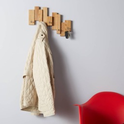 Rackhams Solid Oak Blocks Coat Rack - Acrylic Pegs - Single Oak Blocks Coat Rack - thumbnail 4
