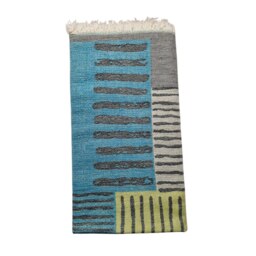 Rackhams Indie Cotton Jacquard Hammam Towel - Turquoise and Grey