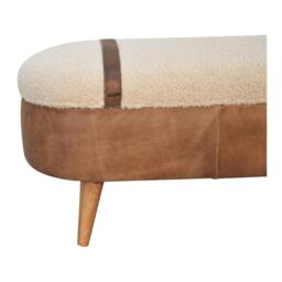 Rackhams Solid Wood Tan Buffalo Boucle Nordic Bench - thumbnail 6