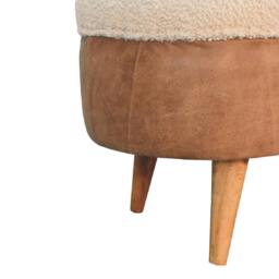 Rackhams Solid Wood Tan Buffalo Boucle Nordic Bench - thumbnail 2