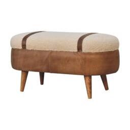 Rackhams Solid Wood Tan Buffalo Boucle Nordic Bench - thumbnail 4