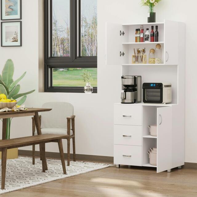 Rackhams Kitchen Storage Cabinet Wooden Cupboard Organiser, White - image 1