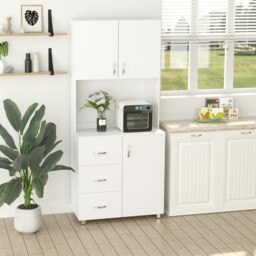 Rackhams Kitchen Storage Cabinet Wooden Cupboard Organiser, White - thumbnail 4