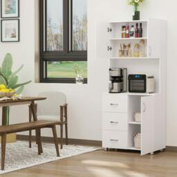 Rackhams Kitchen Storage Cabinet Wooden Cupboard Organiser, White - thumbnail 1