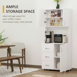 Rackhams Kitchen Storage Cabinet Wooden Cupboard Organiser, White - thumbnail 5