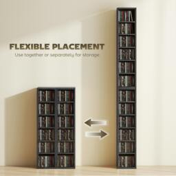 Rackhams Set of 2 CD Storage Units DVD Shelf with Adjustable Shelves - Grey - 2 - thumbnail 6