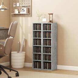 Rackhams Set of 2 CD Storage Units DVD Shelf with Adjustable Shelves - Grey - 2 - thumbnail 1