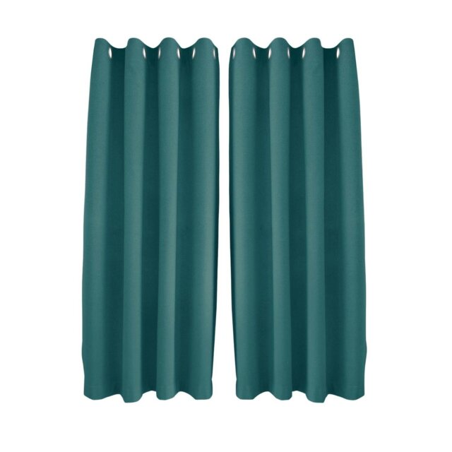 Rackhams Teal Linen Fabric Blackout Eyelet Curtains - 46x63 Inch Drop - 2 Panel - image 1