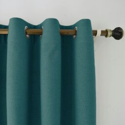 Rackhams Teal Linen Fabric Blackout Eyelet Curtains - 46x63 Inch Drop - 2 Panel - thumbnail 2