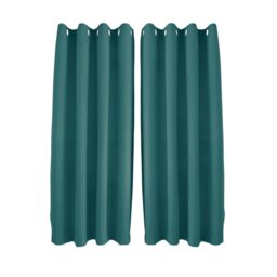 Rackhams Teal Linen Fabric Blackout Eyelet Curtains - 46x63 Inch Drop - 2 Panel - thumbnail 1