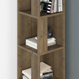 Rackhams Piano Modern Corner Bookcase Tall Display Unit 158.9cm - Dark Oak Effect - thumbnail 5