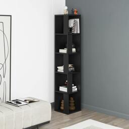 Rackhams Piano Modern Corner Bookcase Tall Display Unit 158.9cm - Dark Oak Effect - thumbnail 3