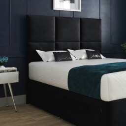 Rackhams Caprio Upholserted Floorstanding Headboard With Divan Bed Frame - Black - Black - Small single - thumbnail 2