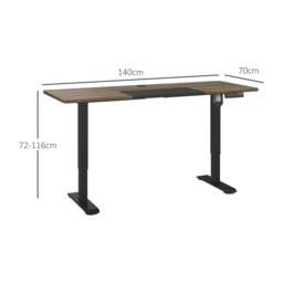 Rackhams 72-116cm Adjustable Electric Standing Desk, with LED Display - Black - Black - thumbnail 3