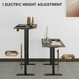 Rackhams 72-116cm Adjustable Electric Standing Desk, with LED Display - Black - Black - thumbnail 4