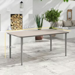 Rackhams Garden Table with Rust Resistant Metal Frame, Light Grey - Light Grey - Metal, Wood plastic composite - 160L x 90W x 74H cm - thumbnail 5
