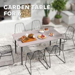 Rackhams Garden Table with Rust Resistant Metal Frame, Light Grey - Light Grey - Metal, Wood plastic composite - 160L x 90W x 74H cm - thumbnail 3